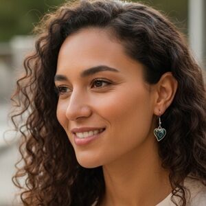 Fashion Silver Heart Earrings with Blue Accents (EUC)